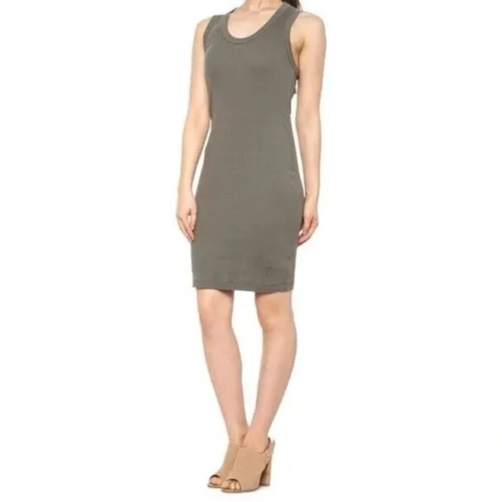 JAMES PERSE‎ STANDARD Ribbed Knit Tank Mini Dress Cotton WNLC6617CU Size 3 LARGE